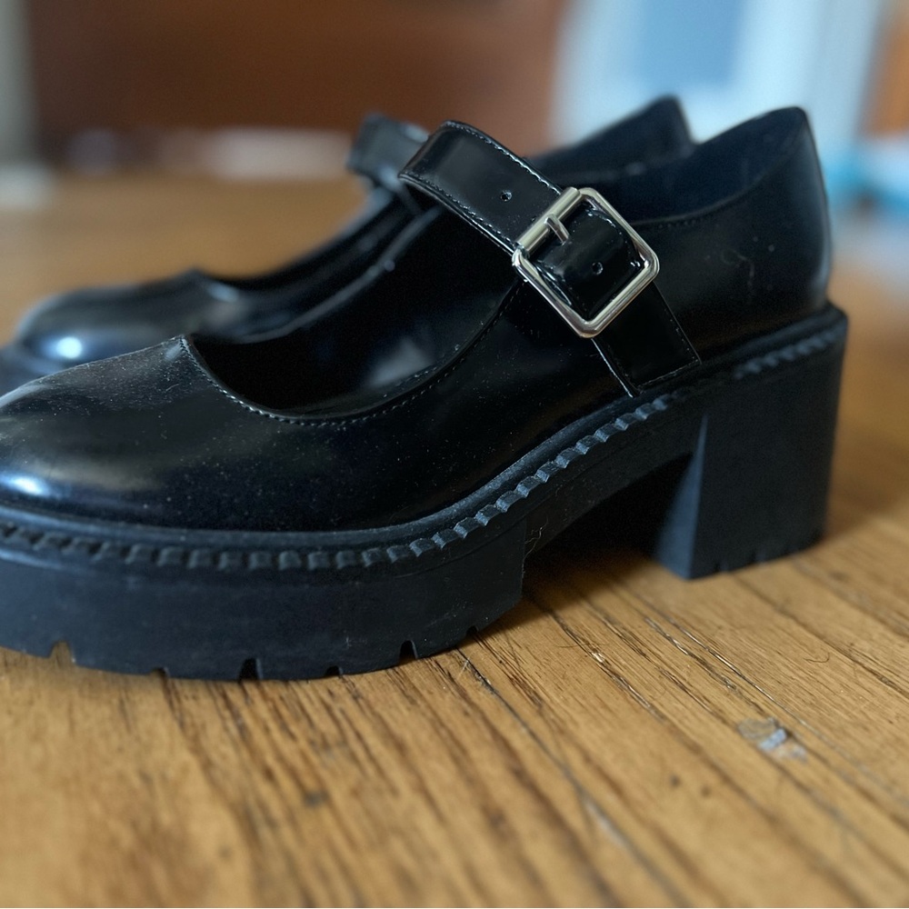 Madden Girl Shiny Black Platform Loafers